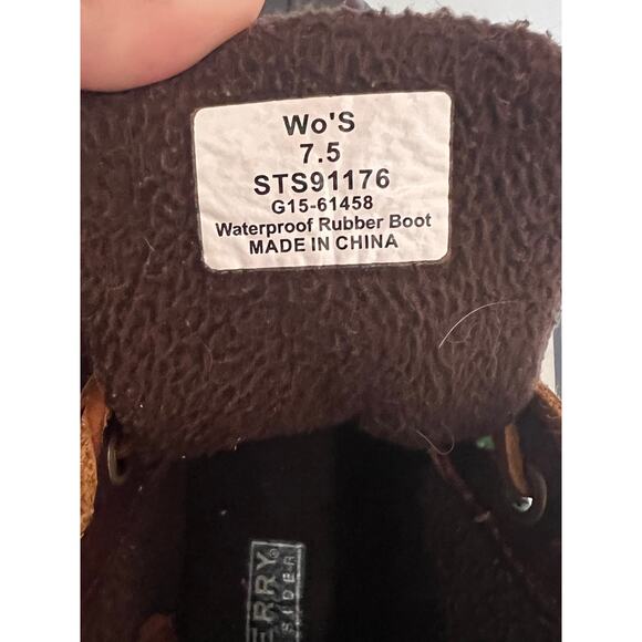 Sperry Top Sider Waterproof Rubber Rain Boots Womens Size 7.5 Brown and Blue - Picture 6 of 6